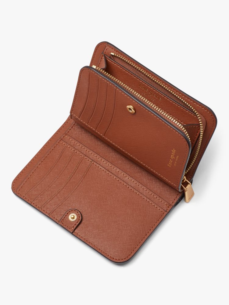 Kate Spade,スペード フラワー モノグラム コーテッド キャンバス コンパクト ウォレット,全てのアウトレット,ブラックマルチ