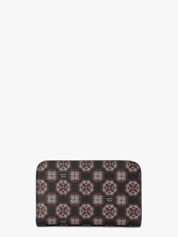 Kate Spade,スペード フラワー モノグラム コーテッド キャンバス コンパクト ウォレット,全てのアウトレット,ブラックマルチ