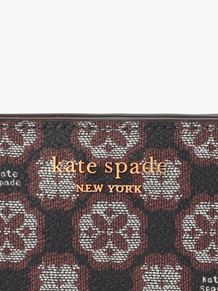 Kate Spade,スペード フラワー モノグラム コーテッド キャンバス コンパクト ウォレット,全てのアウトレット,ブラックマルチ