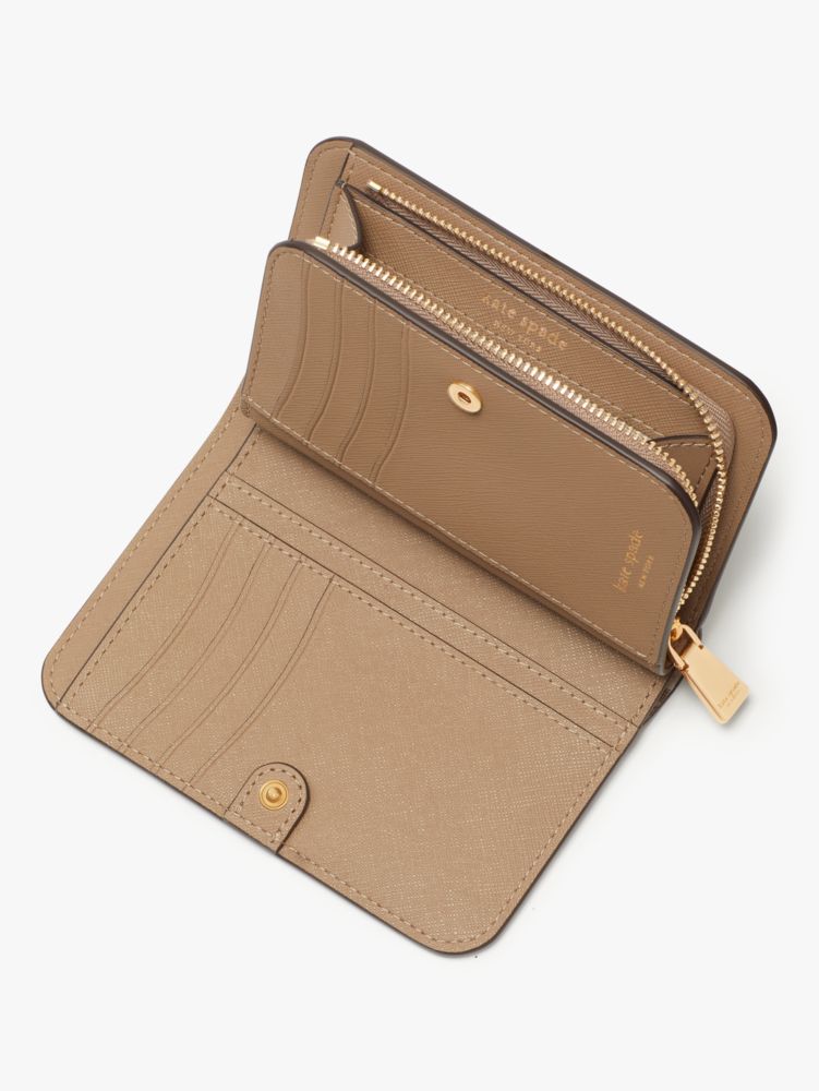 Spade Flower Monogram Coated Canvas Compact Wallet, Natural Multi, Product