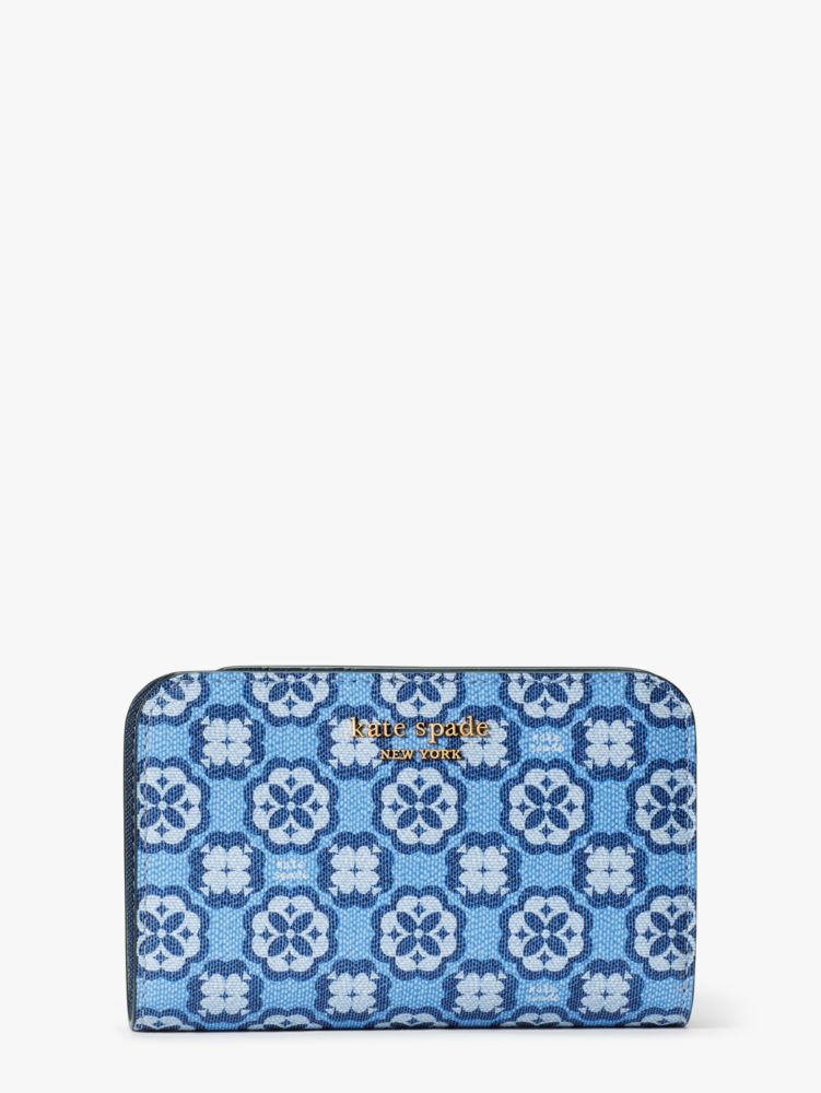 Spade Flower Monogram Coated Canvas Zip Around Continental Wallet