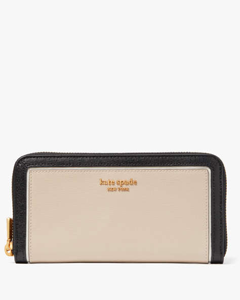 Kate Spade,Morgan Colorblocked Zip-around Continental Wallet,Casual,Earthenware Black Multi