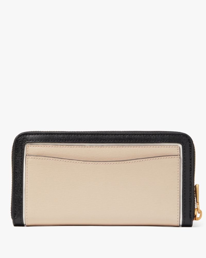 Kate Spade,Morgan Colorblocked Zip-around Continental Wallet,Casual,Earthenware Black Multi