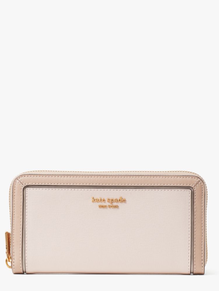 Kate Spade,Morgan Colorblocked Zip-around Continental Wallet,Casual,Pale Dogwood Multi