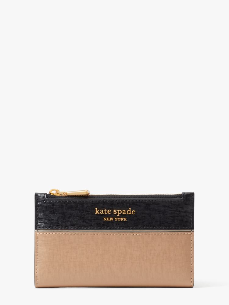 Kate Spade,Morgan Colorblocked Small Slim Bifold Wallet,Cafe Mocha Multi