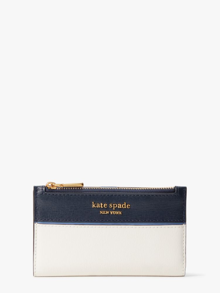 Kate Spade,Morgan Colorblocked Small Slim Bifold Wallet,Cream Multi
