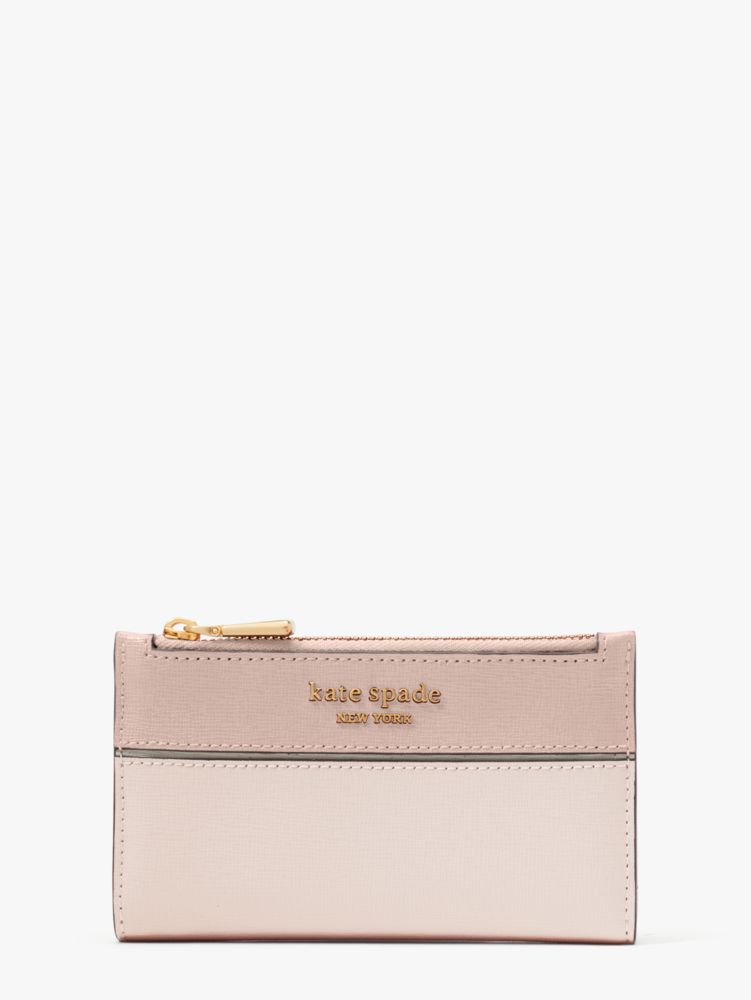 Kate Spade,Morgan Colorblocked Small Slim Bifold Wallet,Pale Dogwood Multi