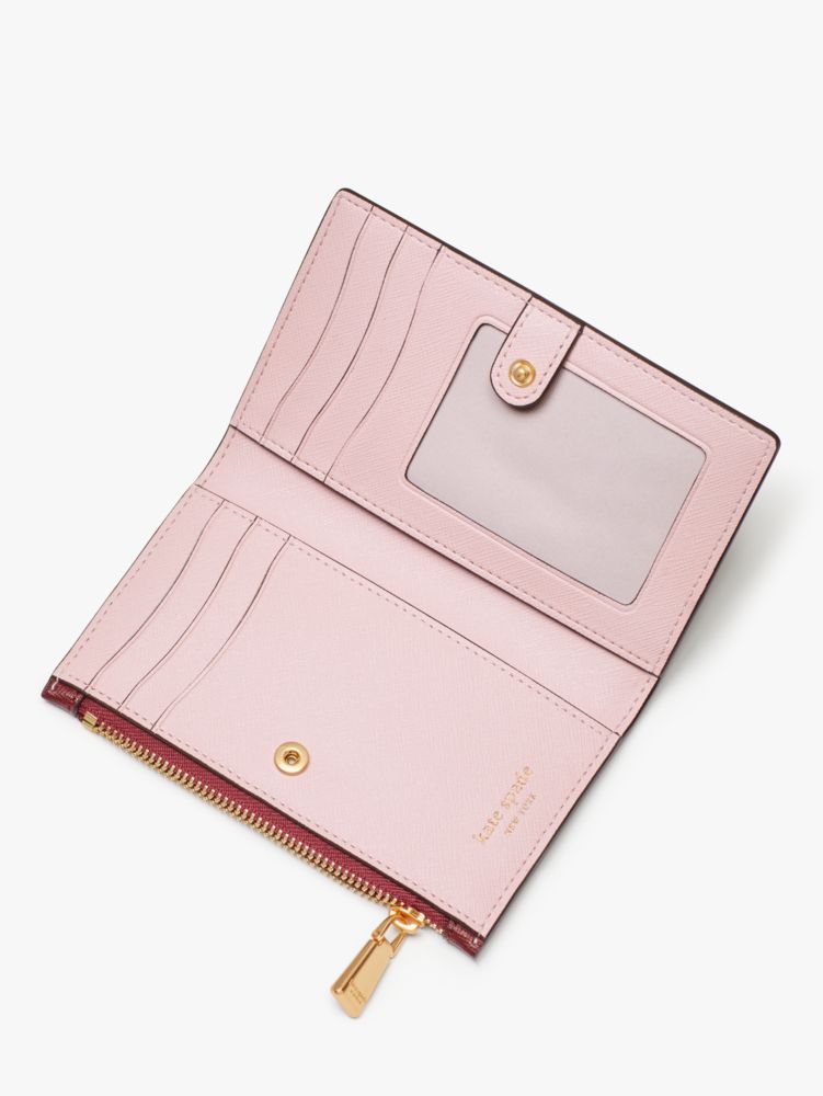 Kate Spade,Morgan Colorblocked Small Slim Bifold Wallet,Dogwood Pink Multi