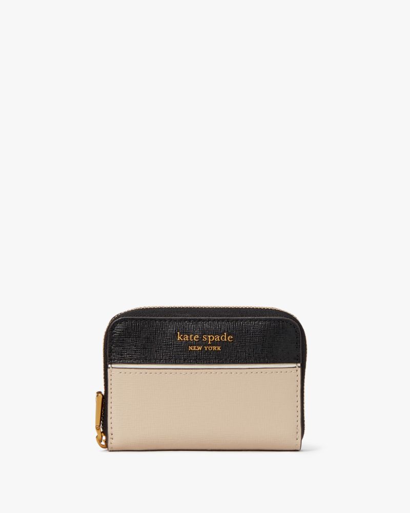 Kate Spade,Morgan Colorblocked Zip Card Case,Beige