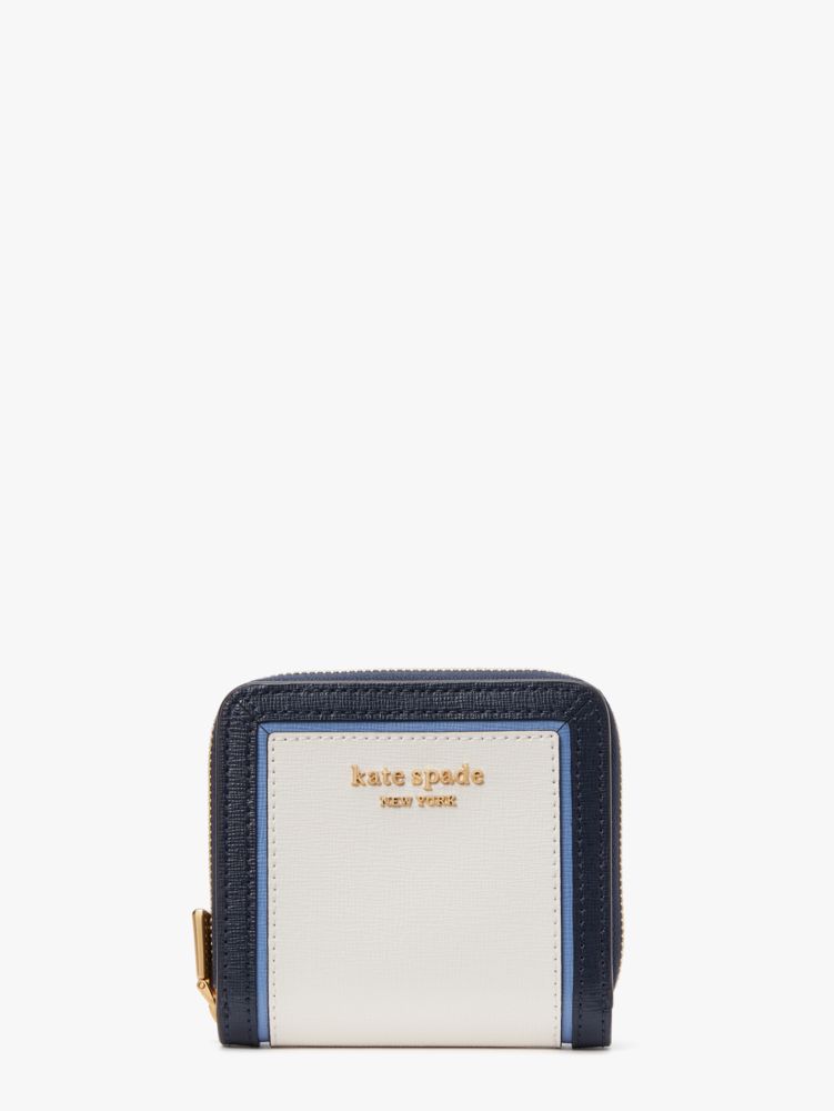 Kate Spade,Morgan Colorblocked Small Compact Wallet,Casual,Cream Multi