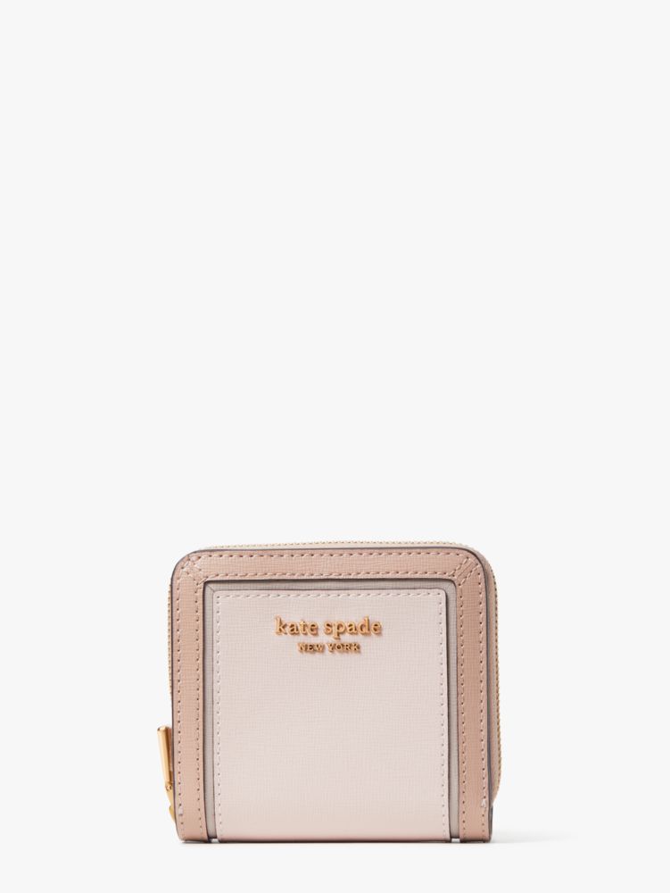 Kate Spade,Morgan Colorblocked Small Compact Wallet,Casual,Pale Dogwood Multi