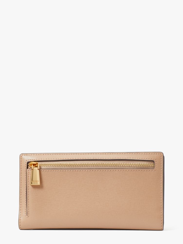 Kate Spade,Morgan Colorblocked Slim Bifold Wallet,Leather,Bi Fold,Color Block,Logo,Metal,Scratch Resistant,Casual,