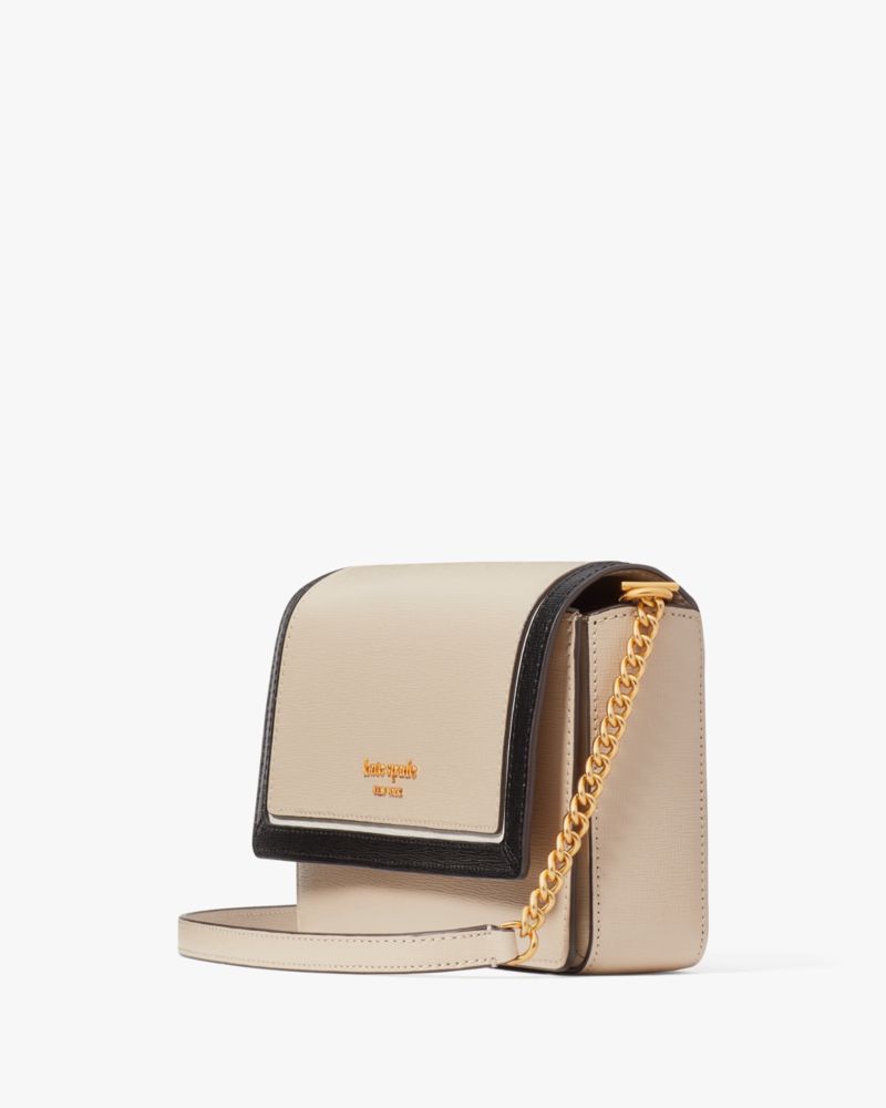 Kate Spade Flap Leather Chain Crossbody Bag Cafe Mocha Multi