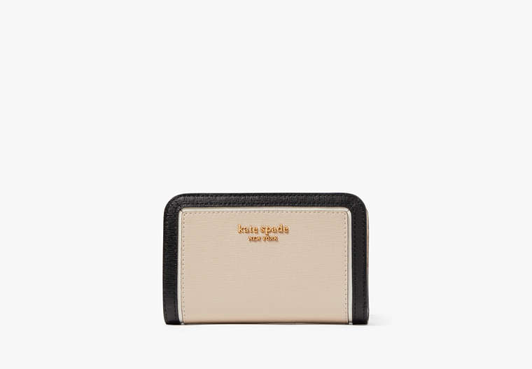 Kate Spade,Morgan Colorblocked Compact Wallet,Casual,Earthenware Black Multi