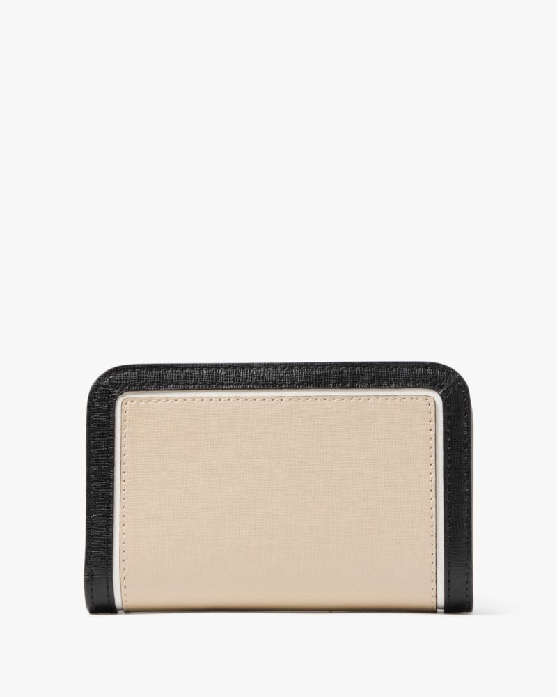Kate Spade,Morgan Colorblocked Compact Wallet,Casual,Earthenware Black Multi