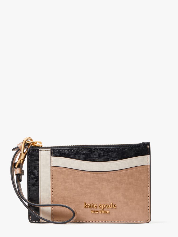 Kate Spade,Morgan Colorblocked Card Case Wristlet,Casual,Cafe Mocha Multi