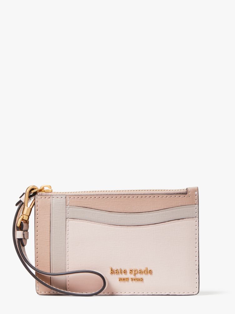 Kate Spade,Morgan Colorblocked Card Case Wristlet,Casual,Pale Dogwood Multi