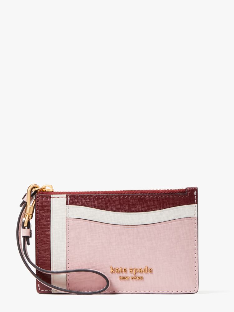 Kate Spade,Morgan Colorblocked Card Case Wristlet,Dogwood Pink Multi