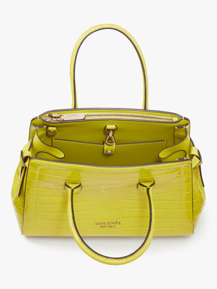 Kate Spade,ノット クロコエンボス ミディアム サッチェル,グラニースミスグリーン