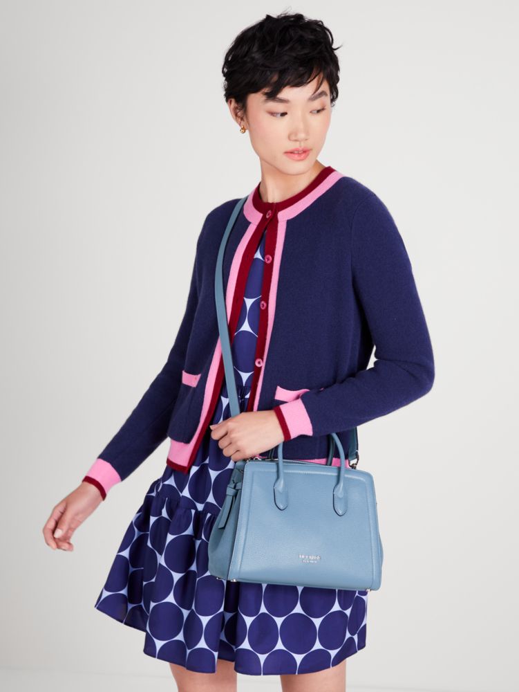 Kate Spade,Knott Pebbled Leather & Suede Medium Satchel,