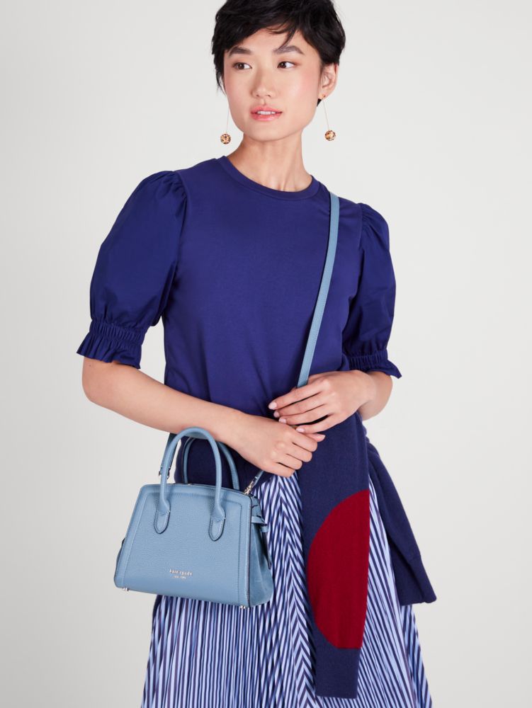 Kate Spade,Knott Pebbled Leather & Suede Mini Satchel,