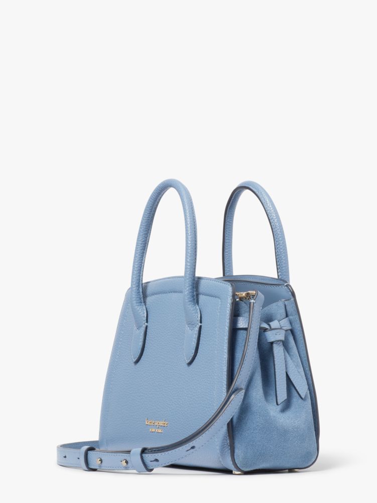 Kate Spade New York Knott Pebble Leather Large Satchel Crystal Blue