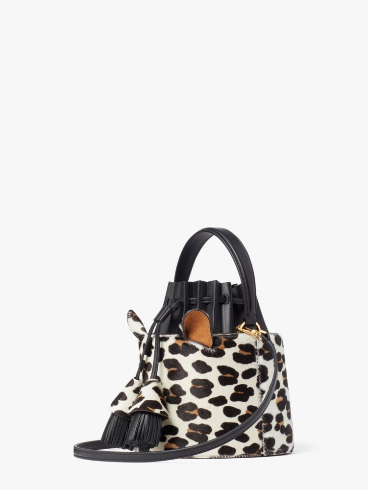 Kate Spade,Buttercup Leopard Haircalf Small Bucket Bag,Small,