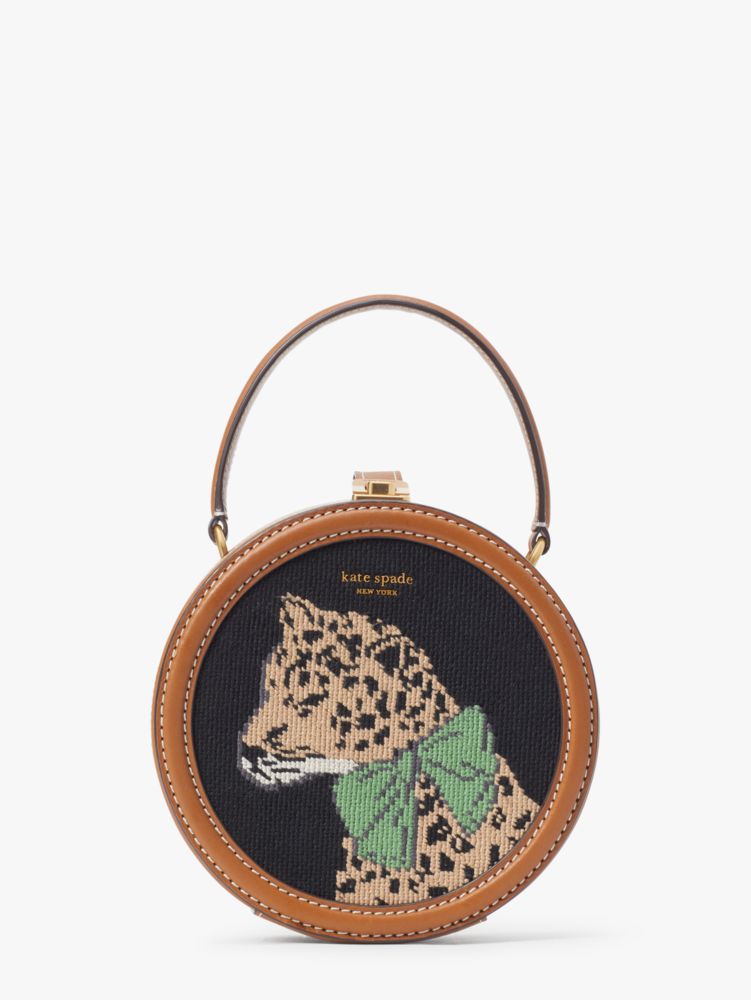 Kate Spade,Lucy Lady Leopard Needlepoint Small Crossbody,Small,