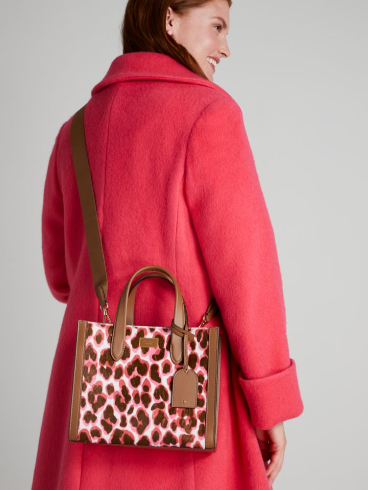 Kate Spade,Manhattan Leopard Haircalf Small Tote,Small,Pink Multi