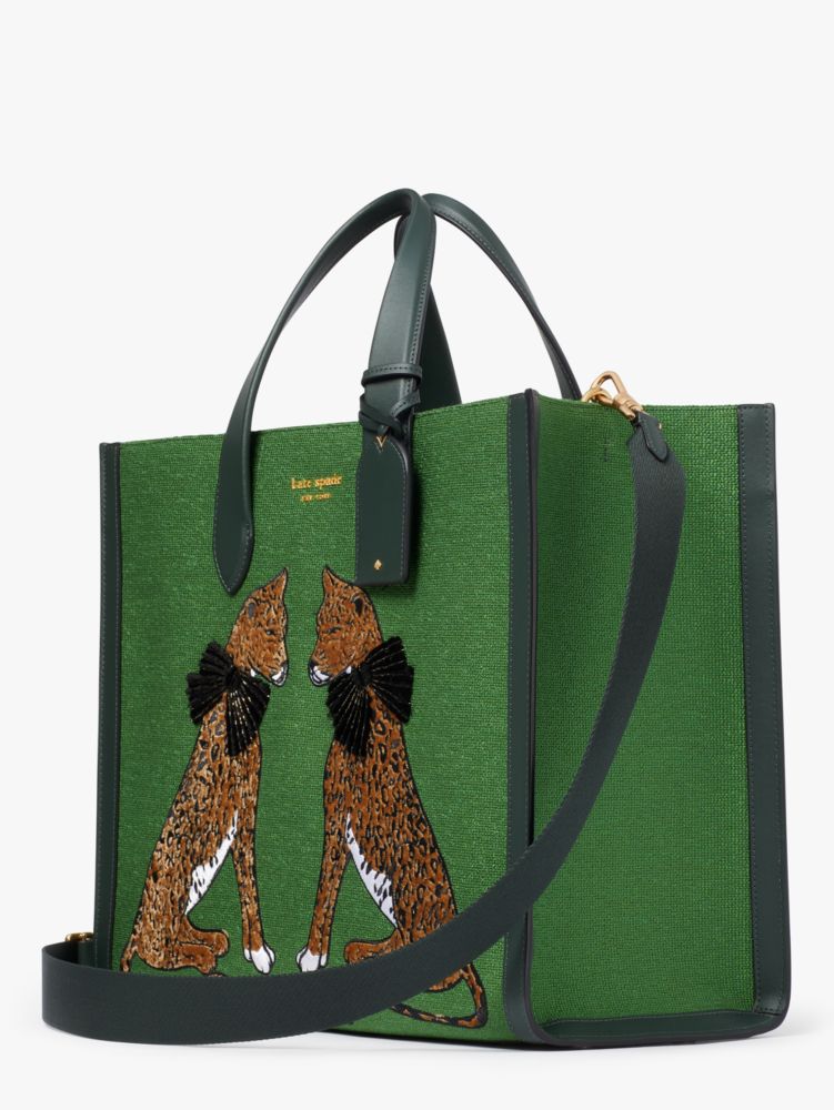 Kate Spade,Manhattan Lady Leopard Large Tote,Large,Dried Basil Multi