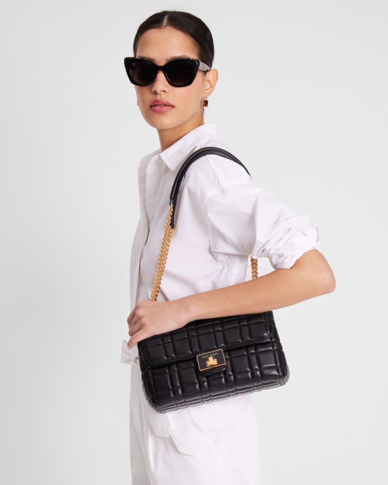 Kate Spade New York Evelyn Quilted Leather Medium Convertible Shoulder Bag - Black