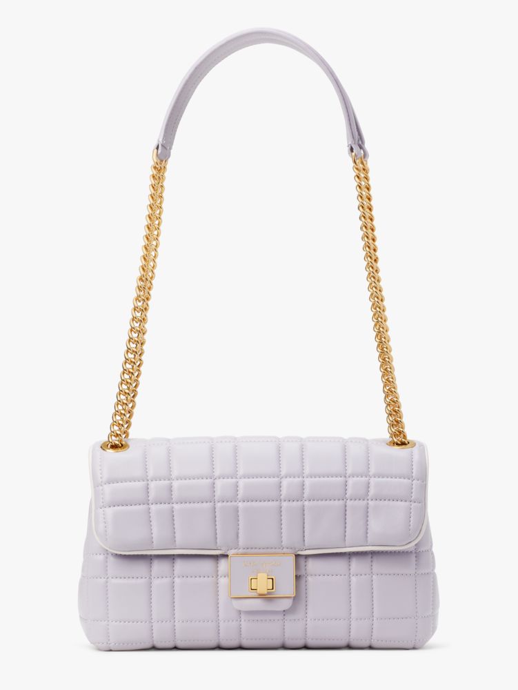 Kate Spade,Evelyn Quilted Medium Convertible Shoulder Bag,Medium,Lavender Cream