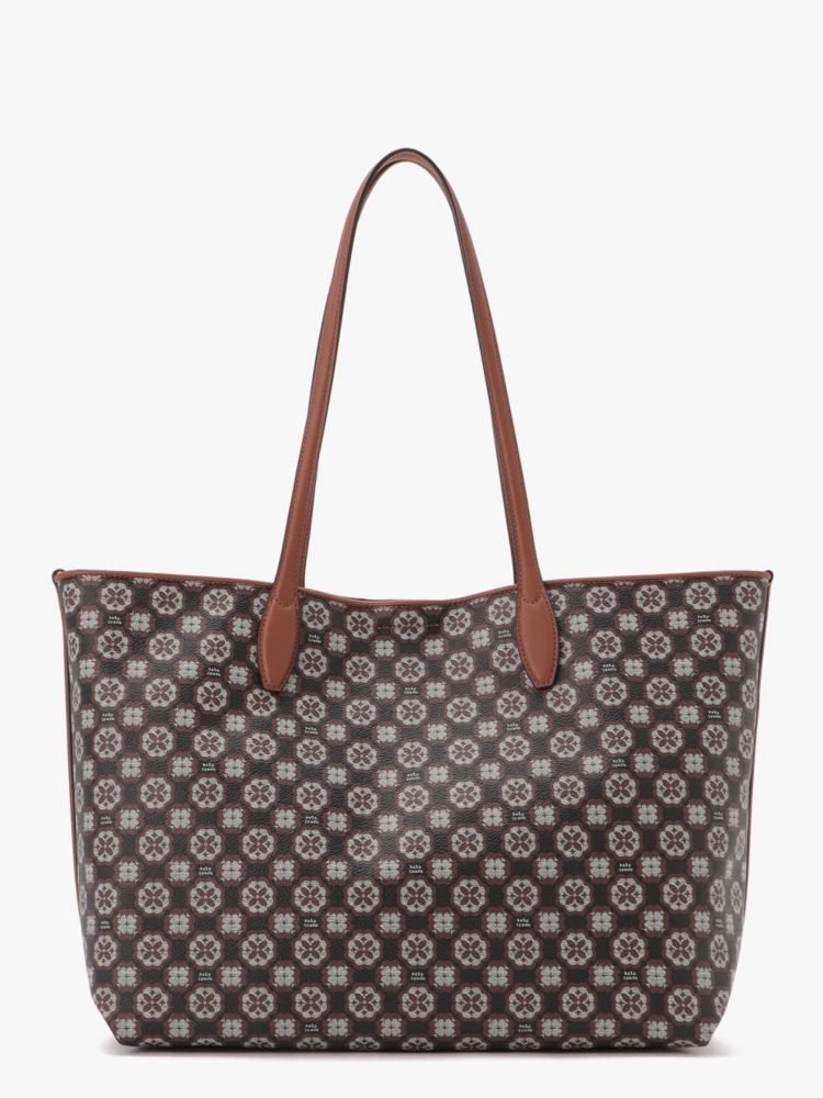Kate Spade,スペード フラワー モノグラム コーテッド キャンバス サットン ミディアム トート,ﾌﾞﾗｯｸ ﾏﾙﾁ