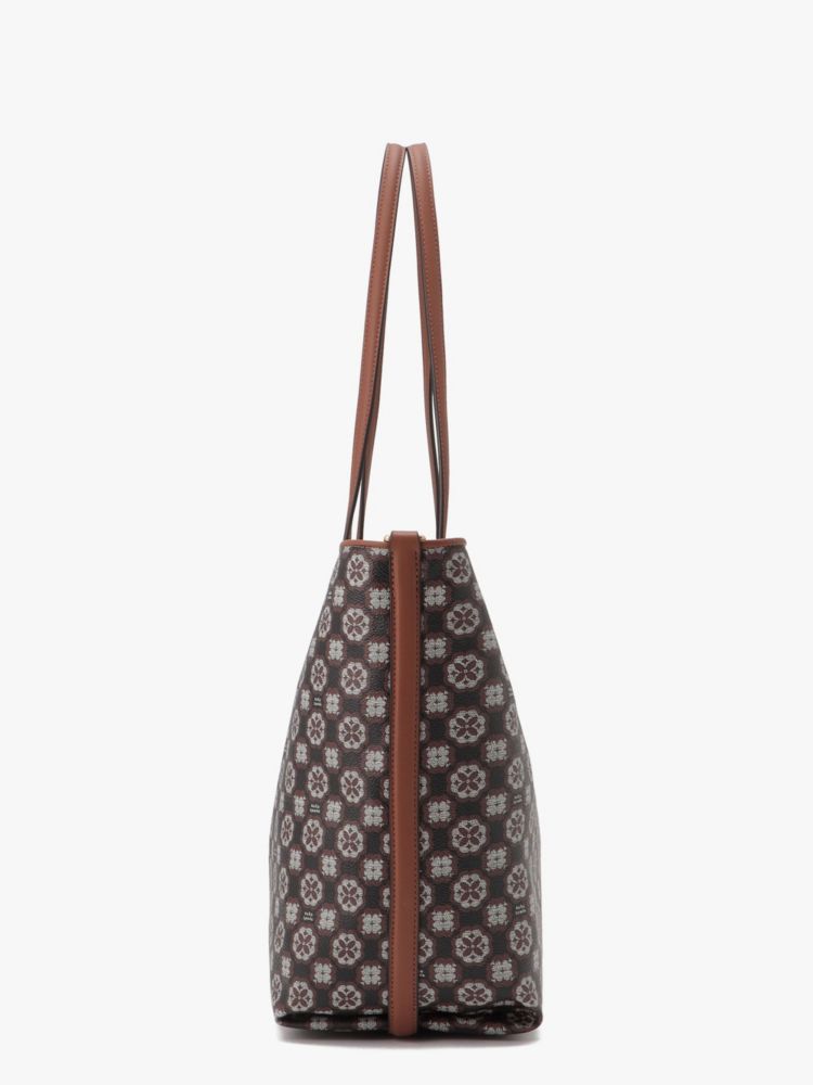Kate Spade,スペード フラワー モノグラム コーテッド キャンバス サットン ミディアム トート,ﾌﾞﾗｯｸ ﾏﾙﾁ