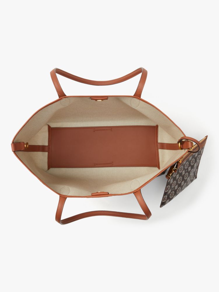 Kate Spade,スペード フラワー モノグラム コーテッド キャンバス サットン ミディアム トート,ﾌﾞﾗｯｸ ﾏﾙﾁ