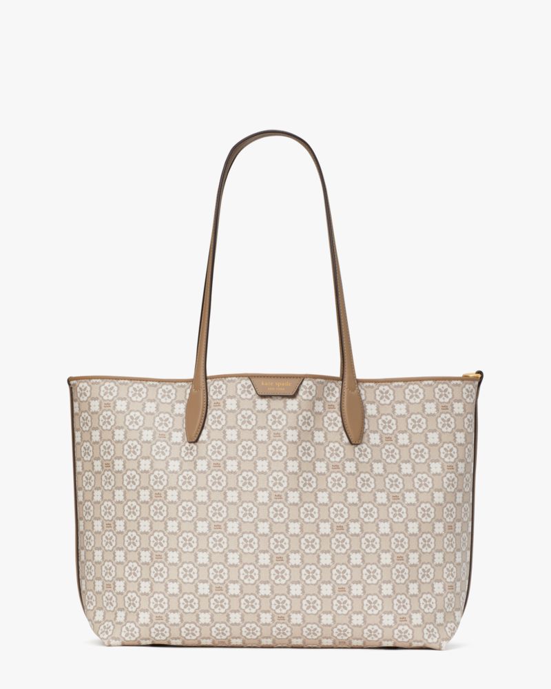 Natural Multi Spade Flower Monogram Sutton Medium Tote