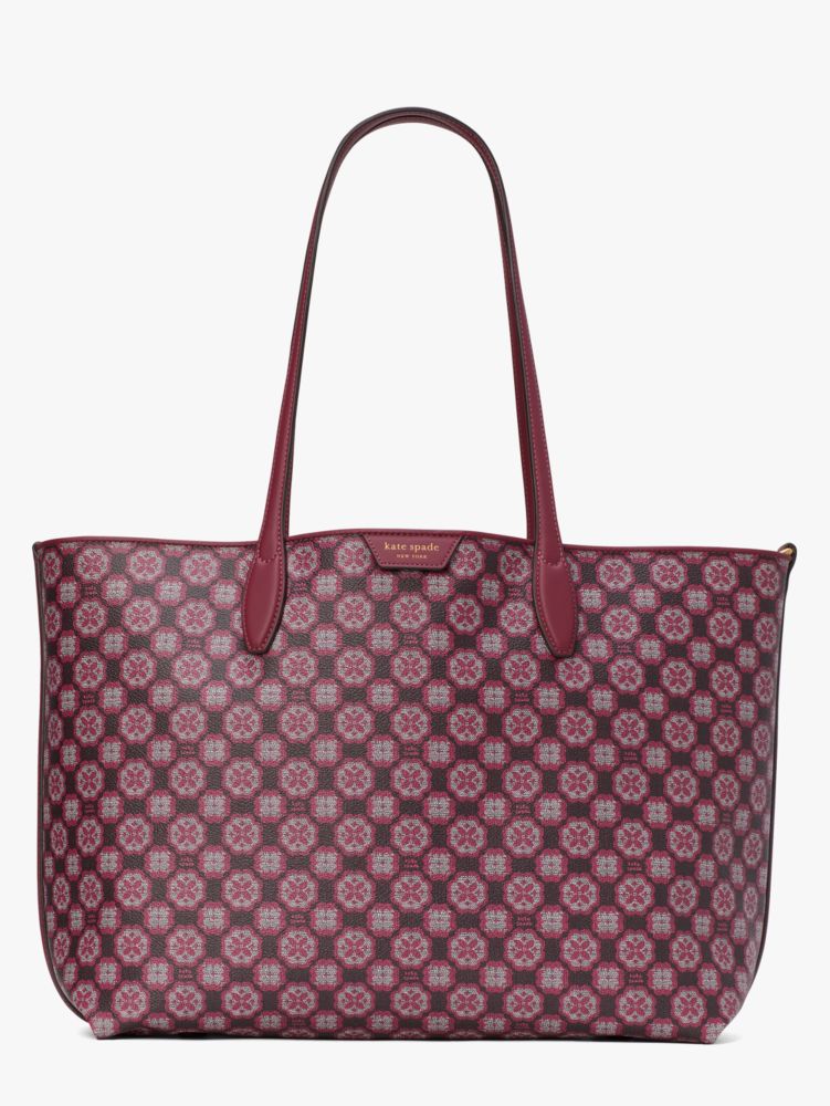 Kate Spade Spade Flower Monogram Coated Canvas Sutton Medium Tote in Purple