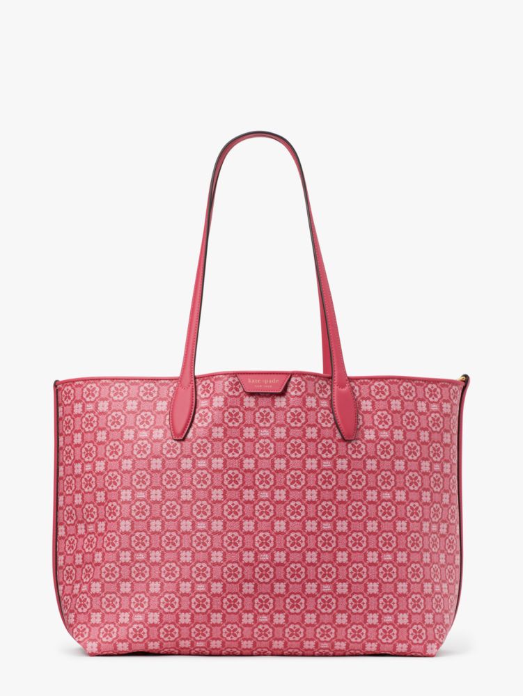 New Kate Spade Flower Monogram Coated Canvas Satchel Garnet Rose