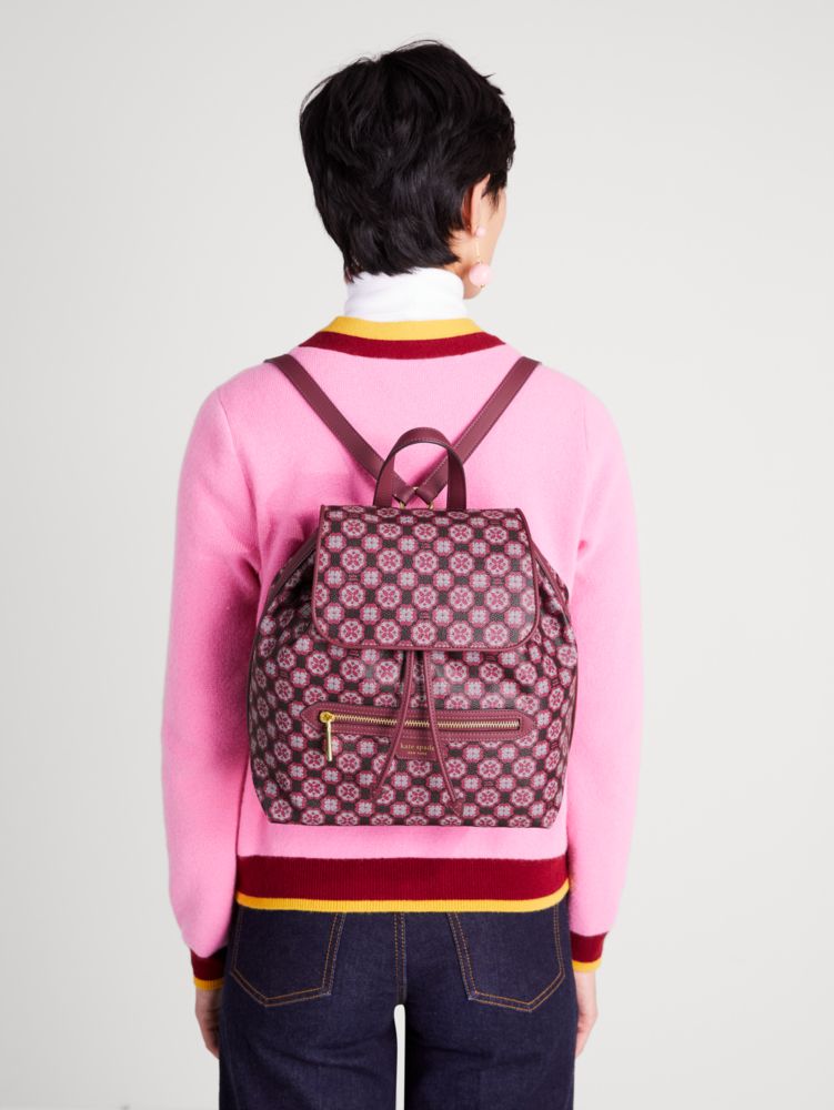 Kate Spade,Spade Flower Monogram Mia Flap Backpack,