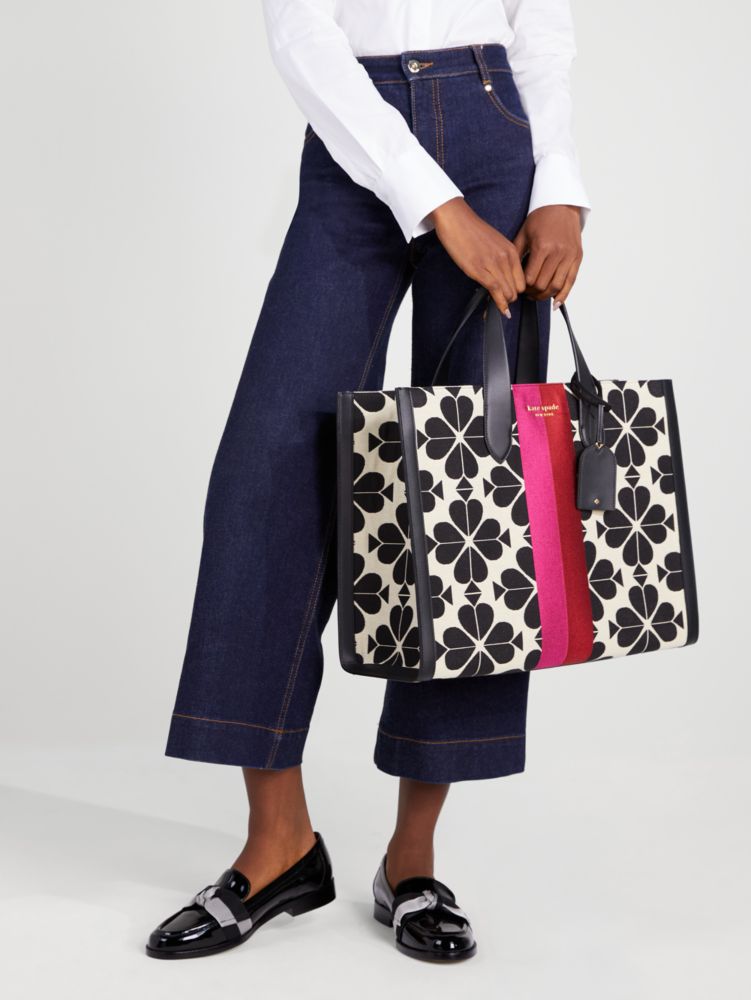 Oversized Spade Flower Jacquard Stripe Manhattan Large Tote | Kate