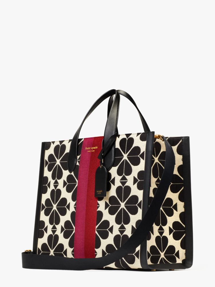 Kate Spade,Oversized Spade Flower Jacquard Stripe Manhattan Large Tote,