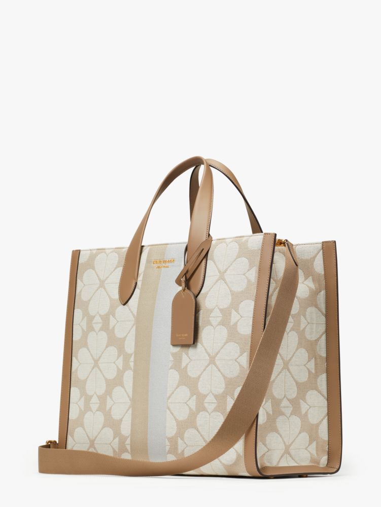 Oversized Spade Flower Manhattan Tote Bag Aus Jacquard Mit Streifen, Groß, , Product