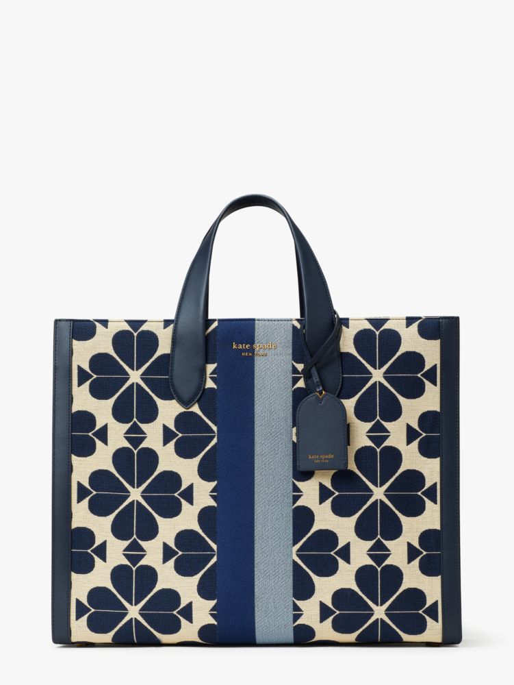 Oversized Spade Flower Jacquard Stripe Manhattan Large Tote | Kate