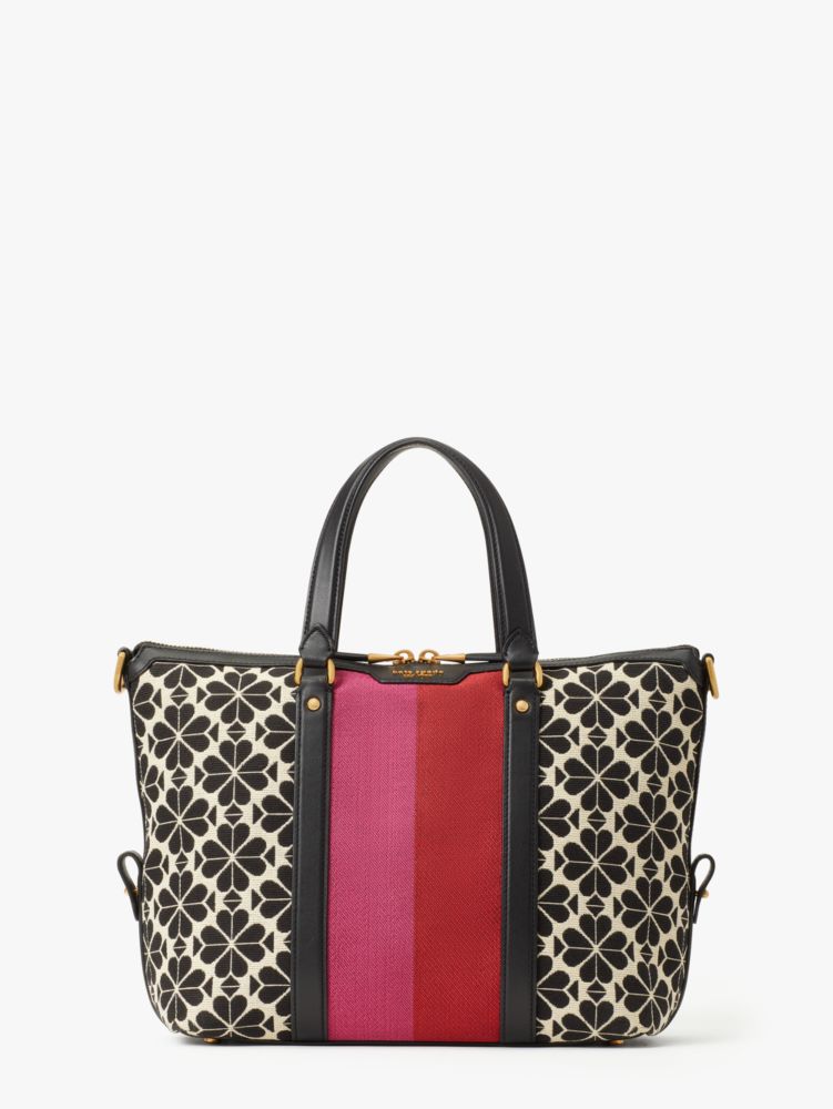 Kate Spade,Spade Flower Jacquard Stripe Faye Medium Satchel,Medium,Work,Cream Multi