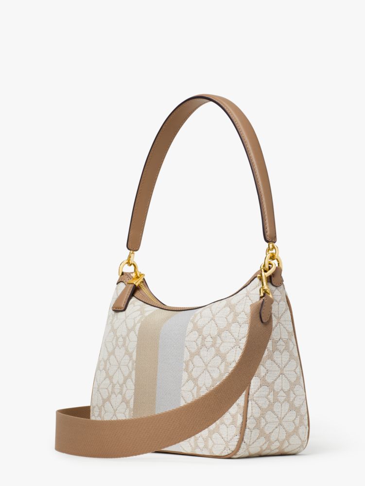 Kate Spade,Spade Flower Jacquard Stripe Sam Small Convertible Shoulder Bag,Small,Natural Multi