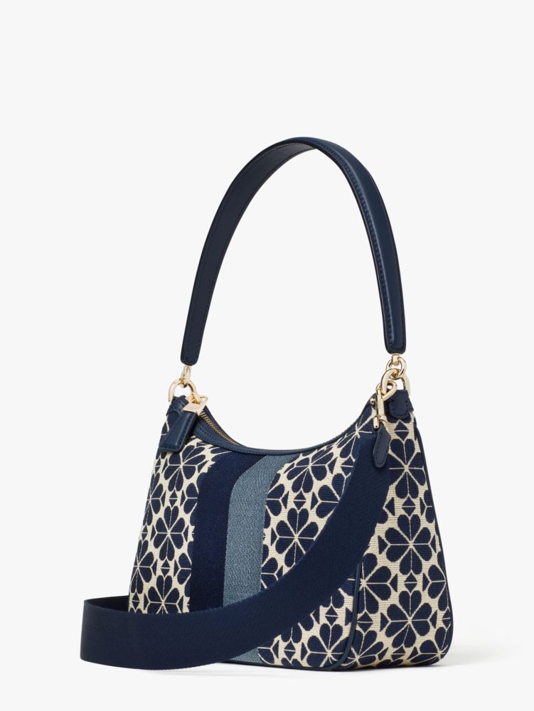 Kate Spade,Spade Flower Jacquard Stripe Sam Small Convertible Shoulder Bag,Small,Blue Multicolor