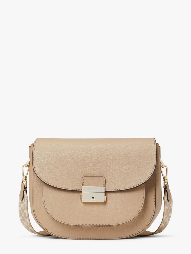 Kate Spade,Voyage Large Saddle Bag,Large,Timeless Taupe