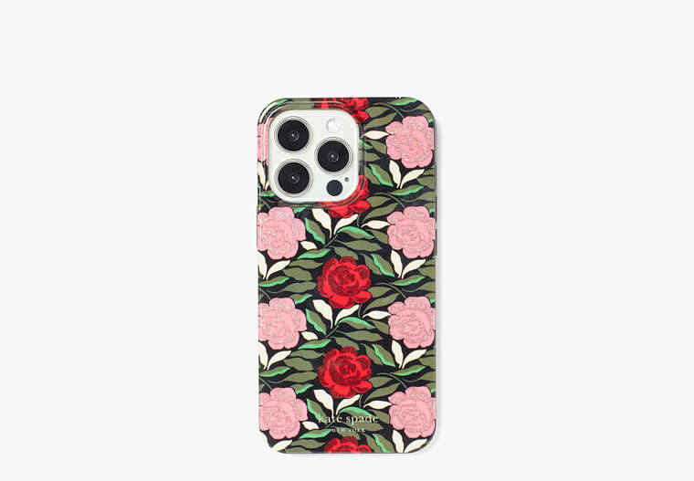 Kate Spade,Rose Garden Glitter iPhone 13 Pro Case,Black Multi image number 0