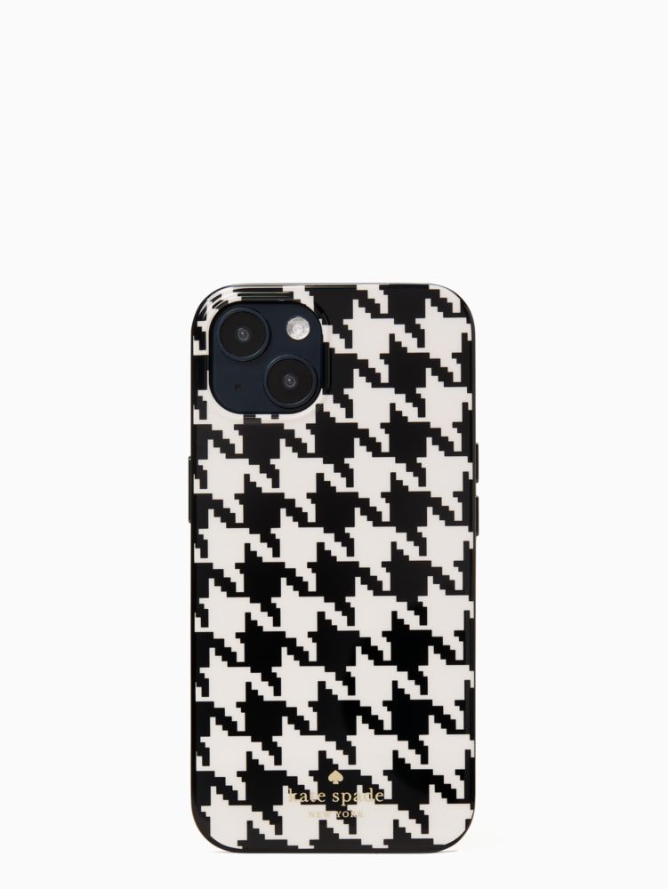 Kate Spade,Houndstooth Printed Resin iPhone 13 Case,Black Multi