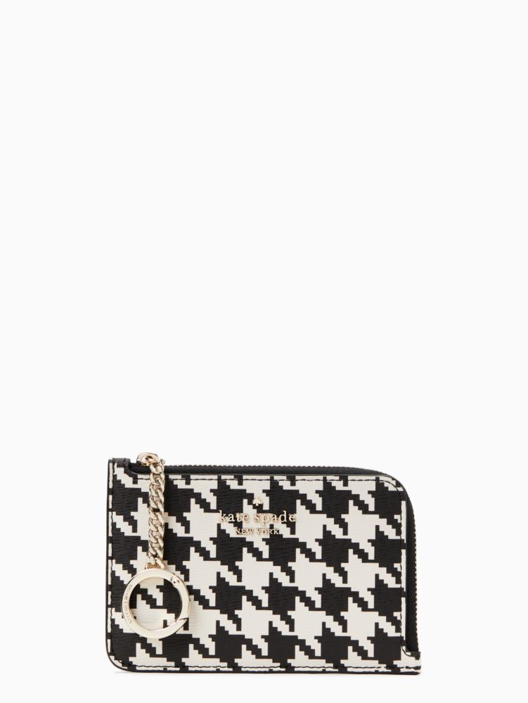 Kate Spade Darcy Chain Wallet Crossbody Houndstooth Print (Black